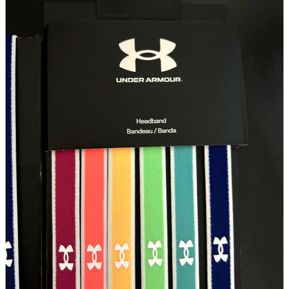 NEW Under Armour Headbands 17 Pc Reflective Elastic Neon Multicolor Logo